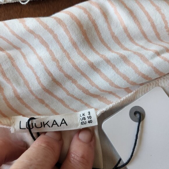 Luukaa Short Sleeve Salmon Striped Top NWT Sz 10 - Picture 9 of 11